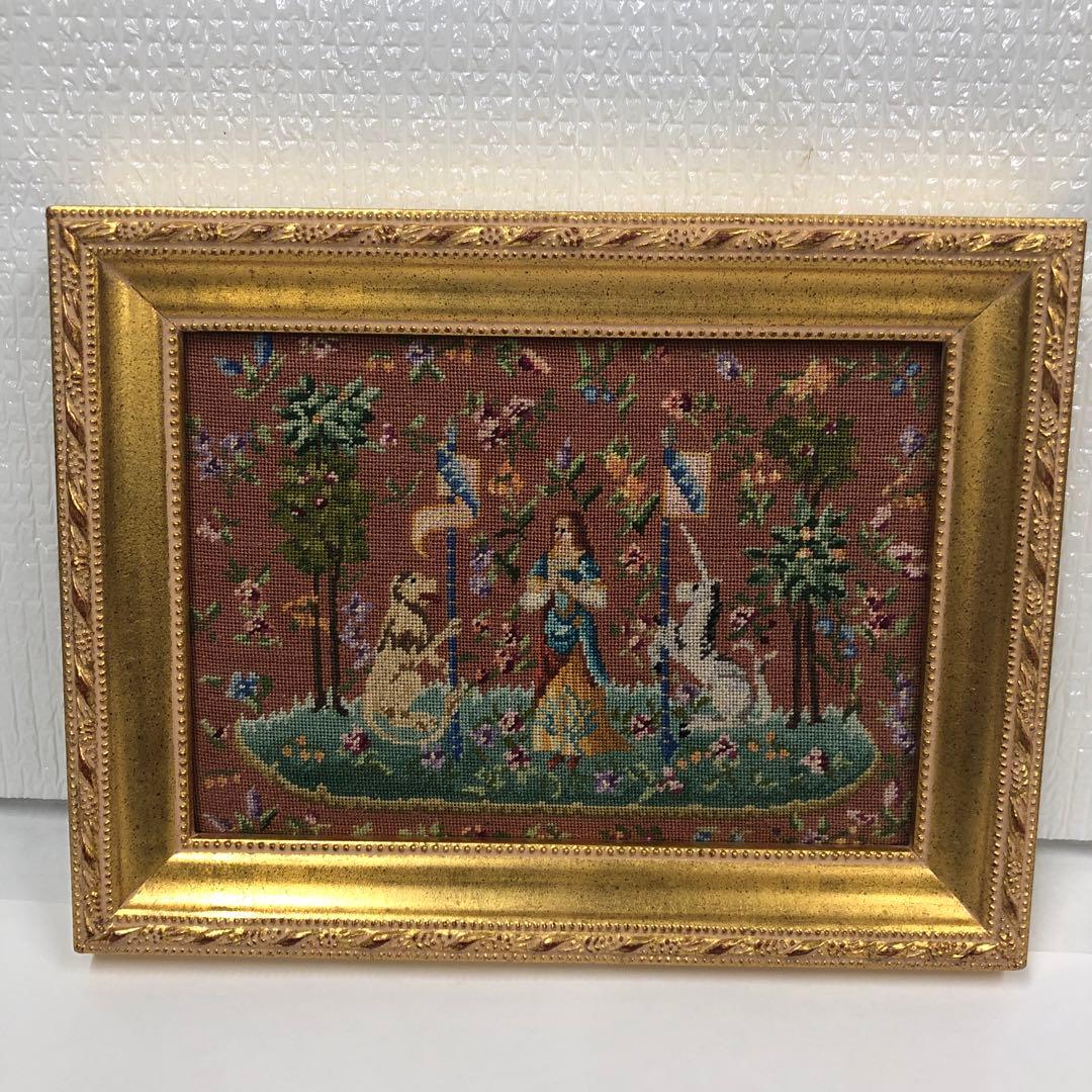 kei様　花の刺繍アート M.K. 金色フレーム