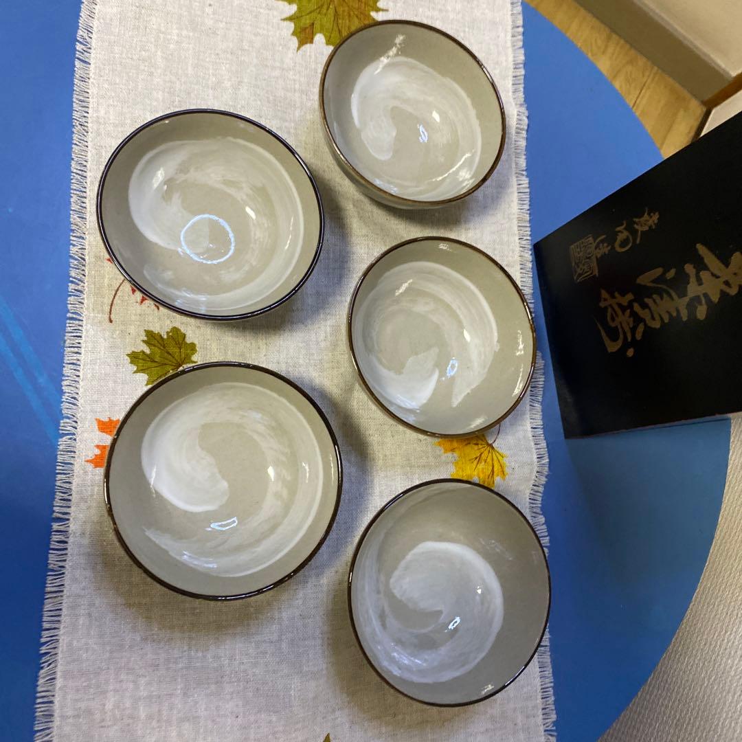 茶漬揃い陶器の茶碗 5個セット 花柄・葉柄和食器