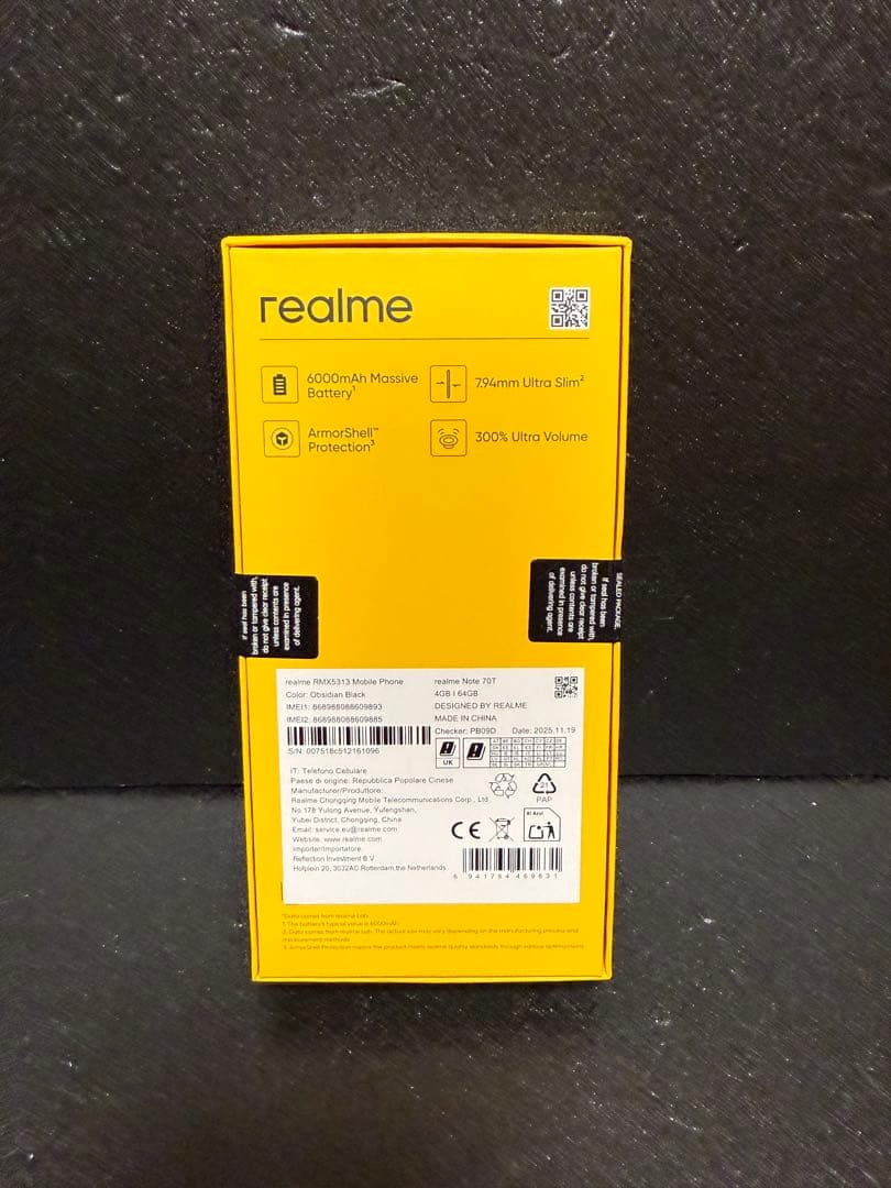 Realme Note 70T 黒色　SIMフリー