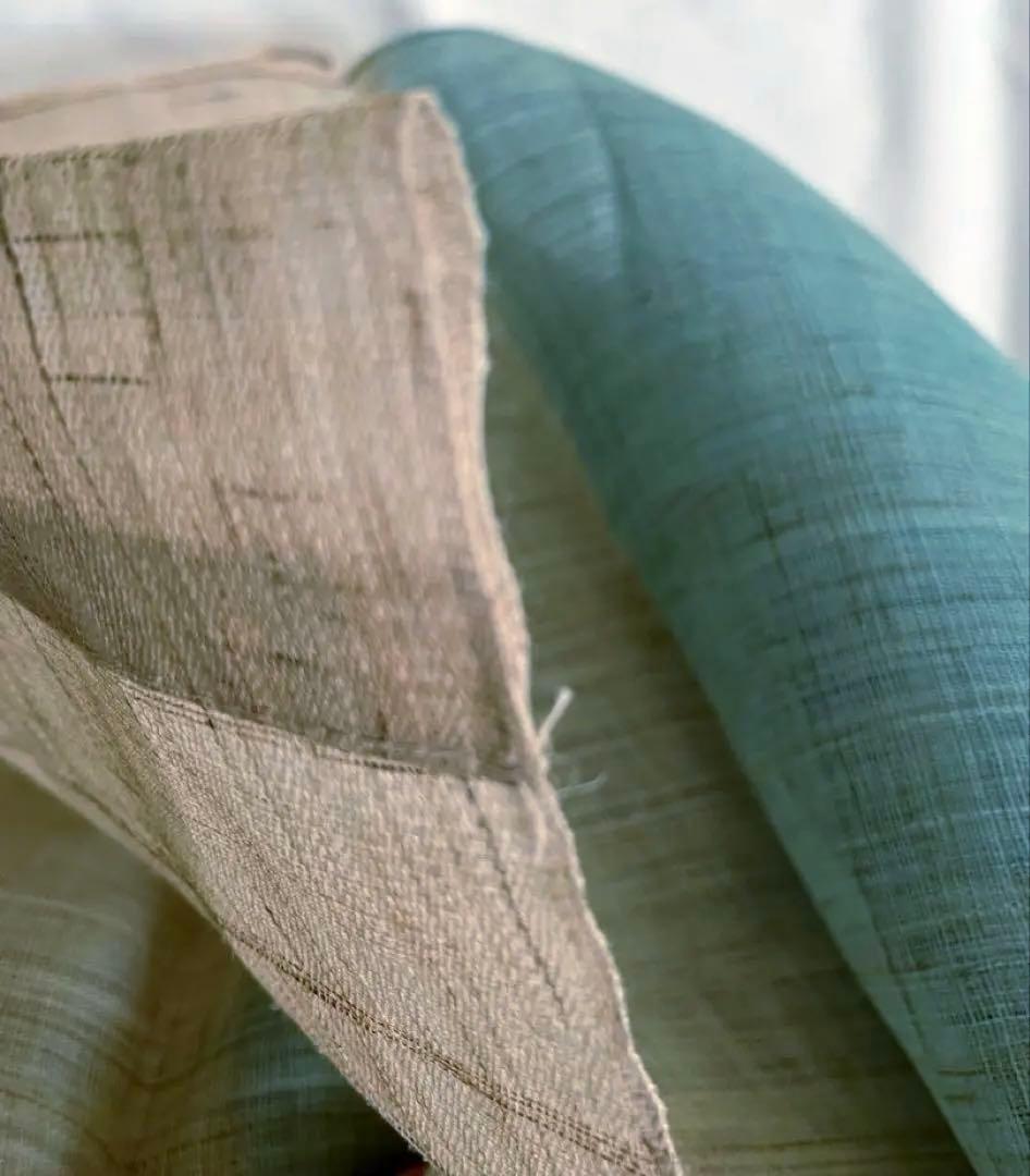 新品未使用 麻100% 藍染グラデーションのれん ベージュ・緑・青・紺