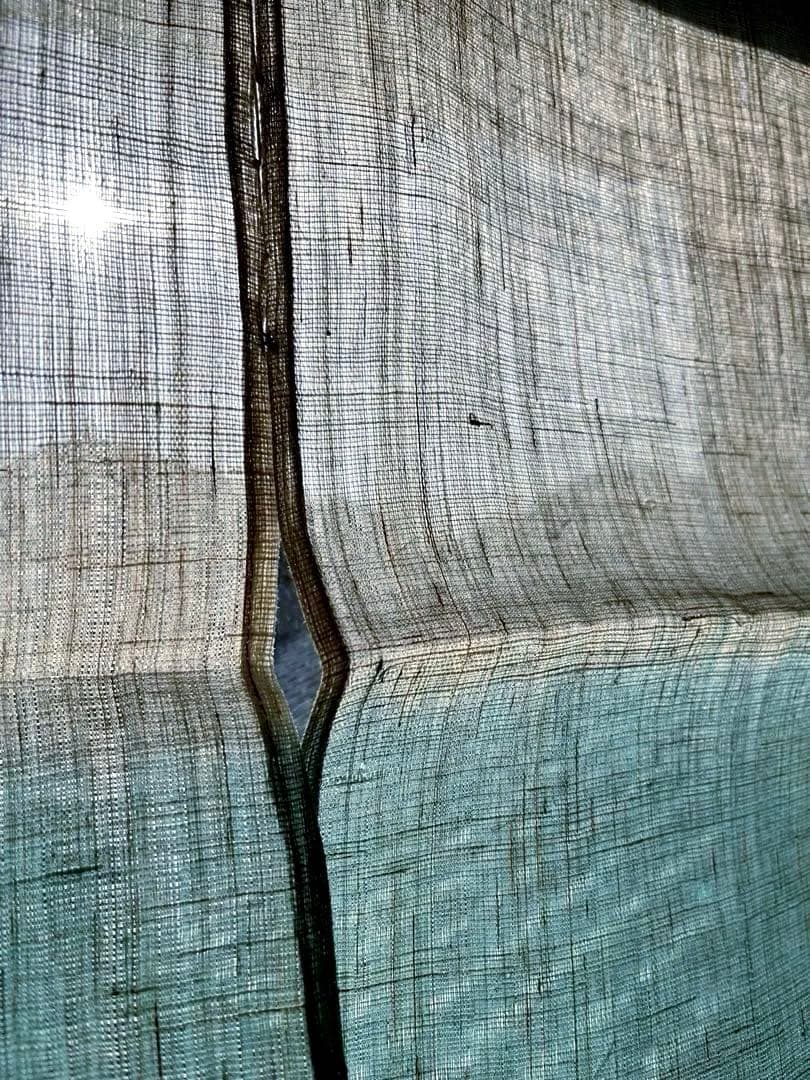 新品未使用 麻100% 藍染グラデーションのれん ベージュ・緑・青・紺