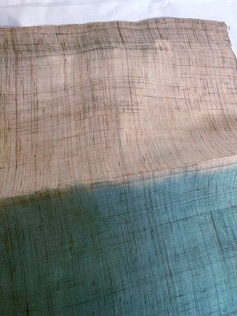 新品未使用 麻100% 藍染グラデーションのれん ベージュ・緑・青・紺
