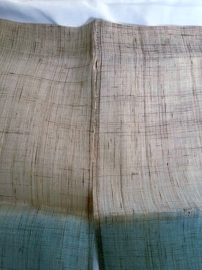 新品未使用 麻100% 藍染グラデーションのれん ベージュ・緑・青・紺