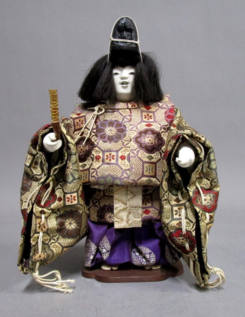 ビンテージ 京人形［御所人形 舞い］衣裳は有職織物　檜箱入