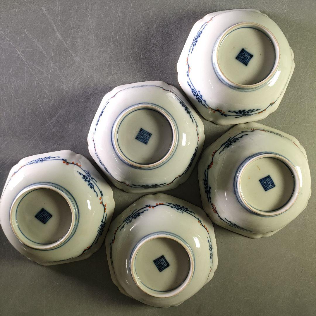 A1218-2/伊萬里焼/錦繪生盛皿5客/飾鉢/六角鉢/盛鉢/和食器/懐石道具/