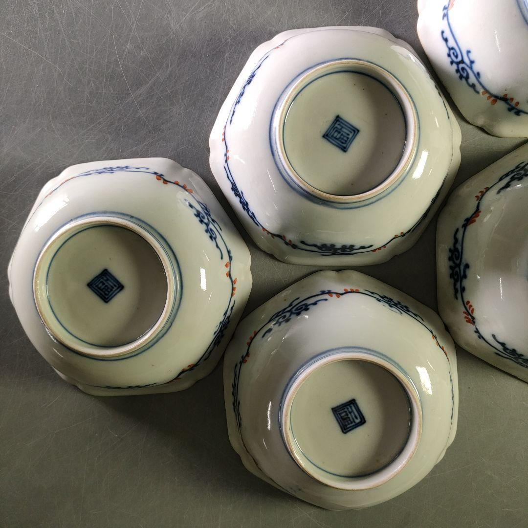 A1218-2/伊萬里焼/錦繪生盛皿5客/飾鉢/六角鉢/盛鉢/和食器/懐石道具/