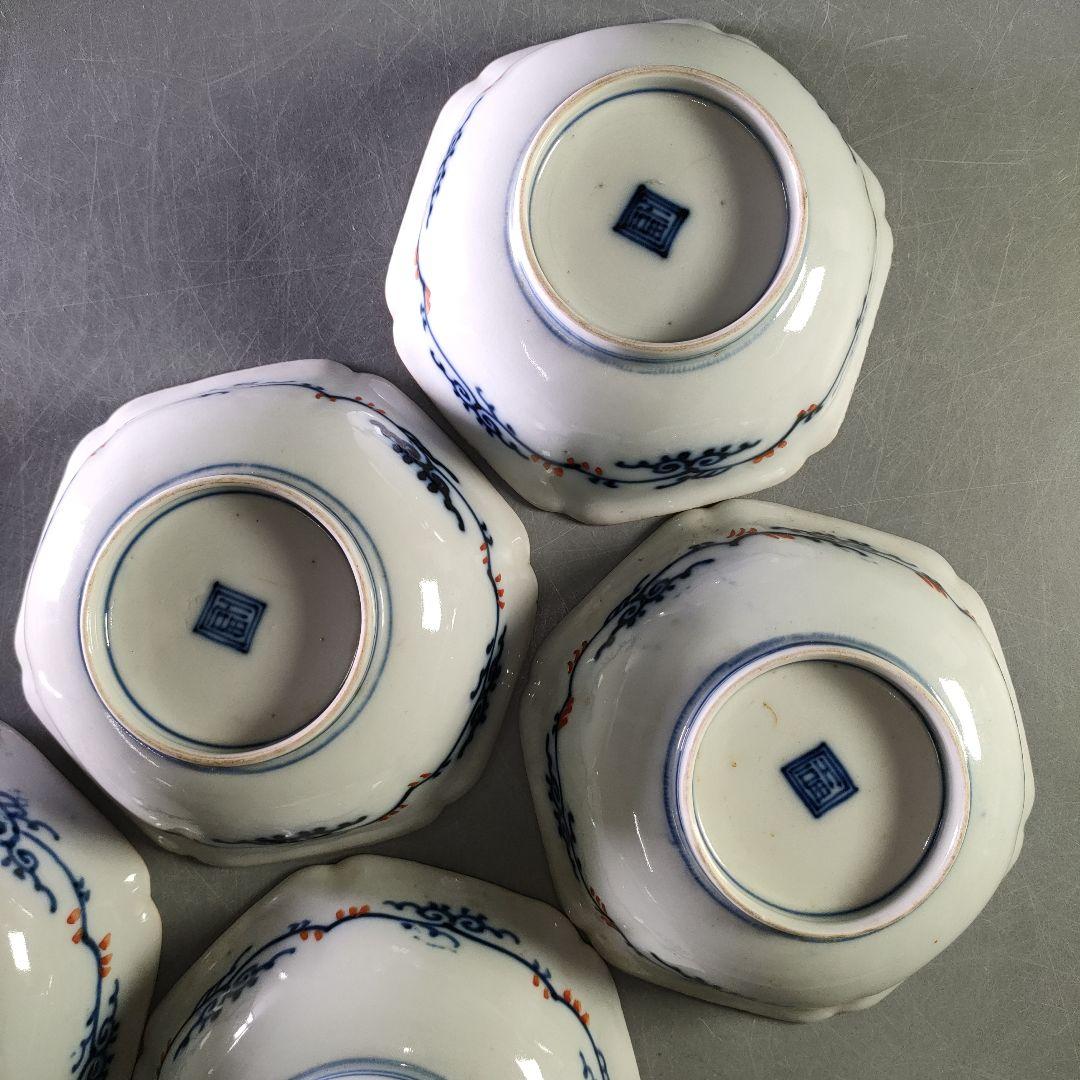 A1218-2/伊萬里焼/錦繪生盛皿5客/飾鉢/六角鉢/盛鉢/和食器/懐石道具/