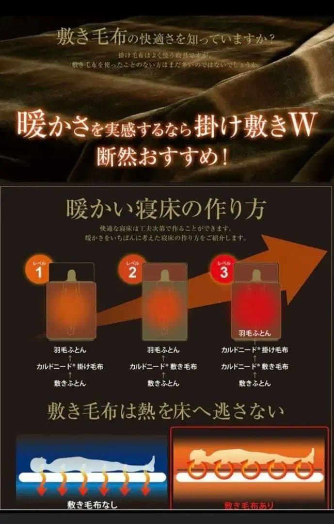 ◎新品 快眠博士 カルドニード・ノッテ3 リッチファー風敷き毛布 S✨️日本製