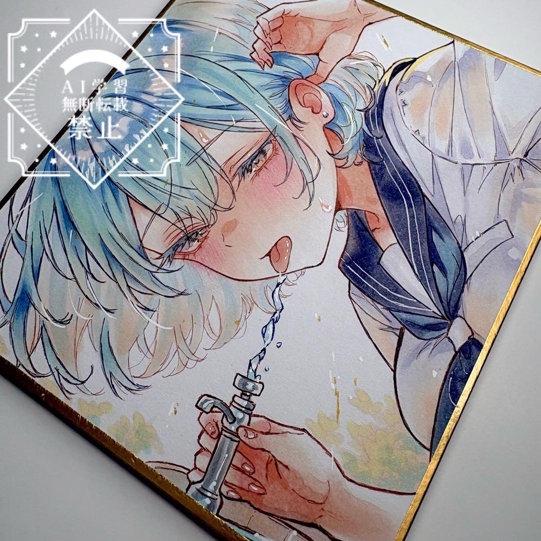 m*可様 一点物 オリジナル 色紙 手描きイラスト アナログ 女の子 創作 原画