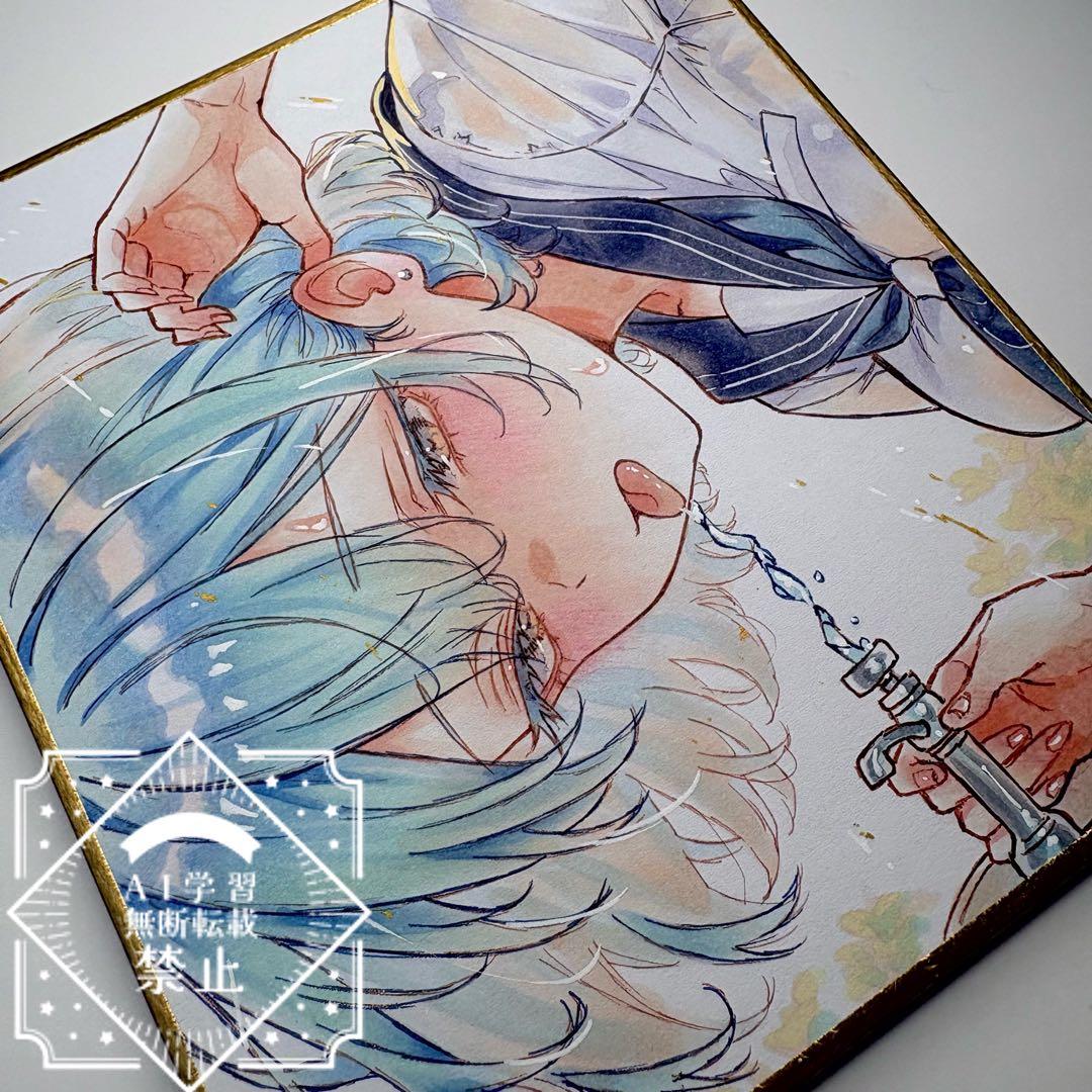 m*可様 一点物 オリジナル 色紙 手描きイラスト アナログ 女の子 創作 原画