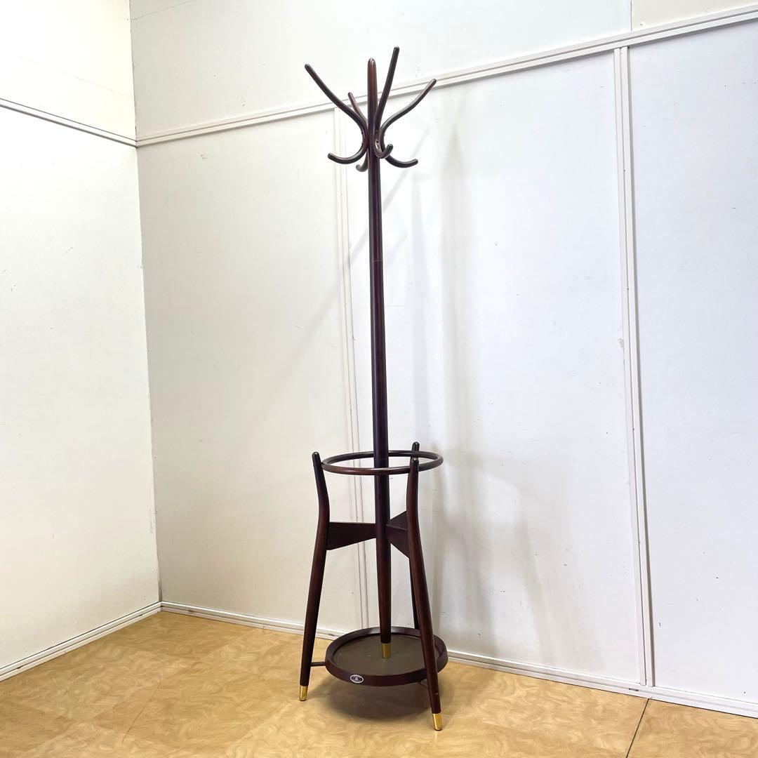 秋田木工 ポールハンガー① 木製コートハンガー 傘立て 洋服掛け ビンテージ