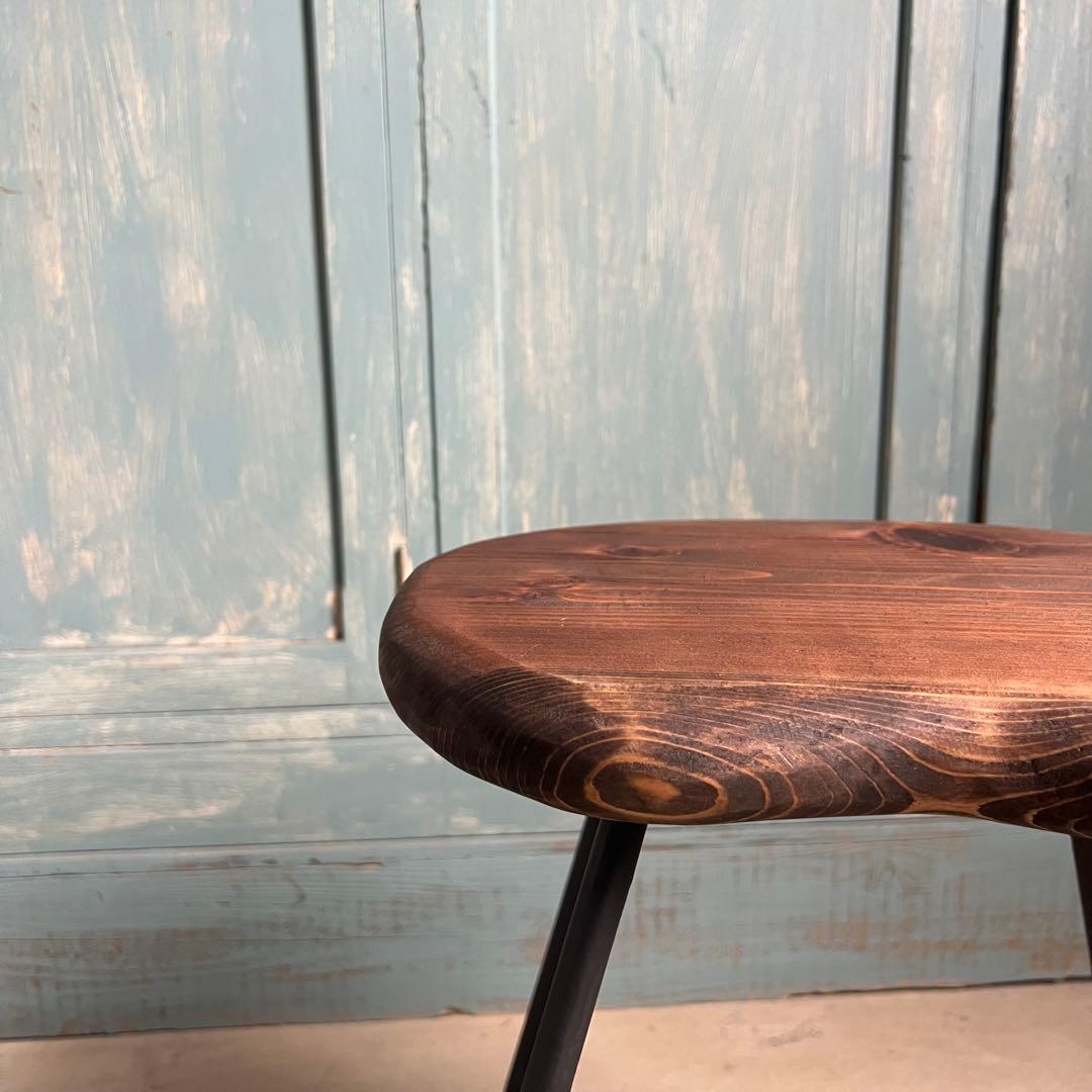 ちょこっとカワイイ｜ビーンズ型スツール｜古材×アイアン　そら豆スツール