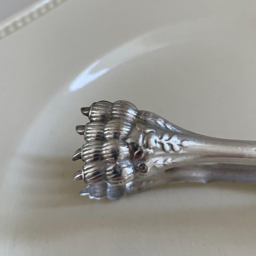 [フランス アンティーク]クリストフル獣手シルバーシュガートング刻印ありc