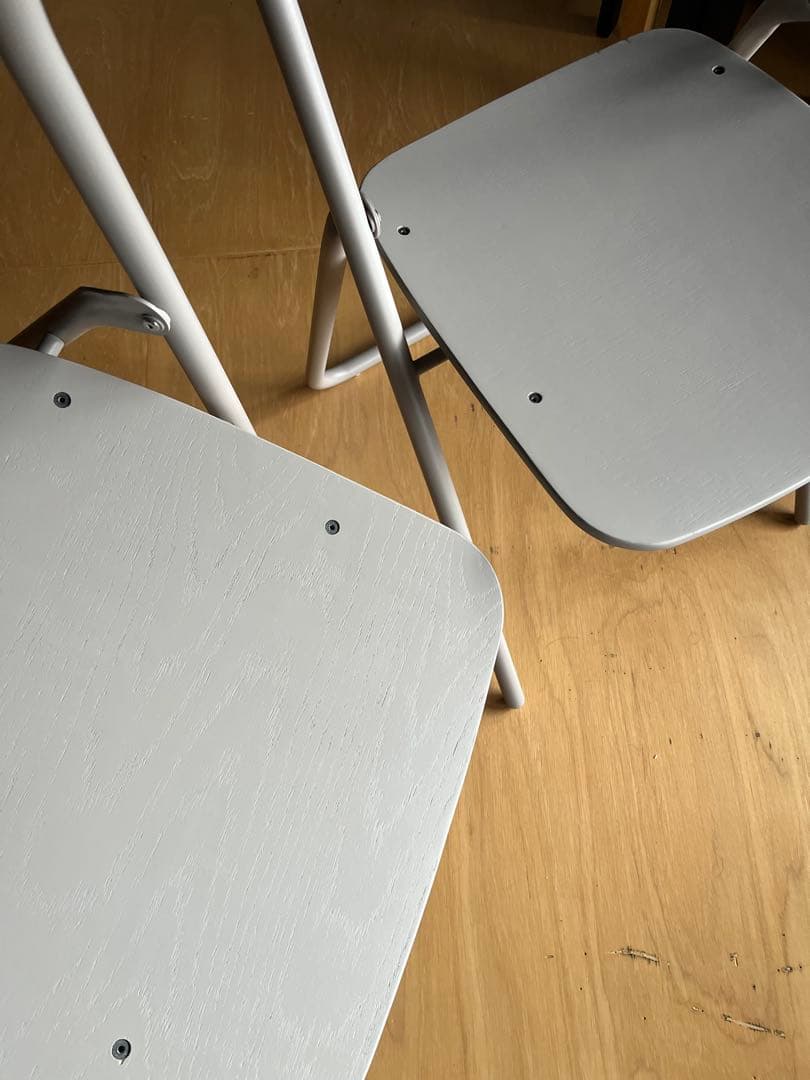 無印良品 スチールパイプ折りたたみチェア 2脚セット ウォームグレー