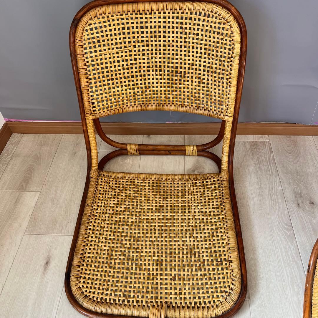 ラタン製 背もたれ付き座椅子