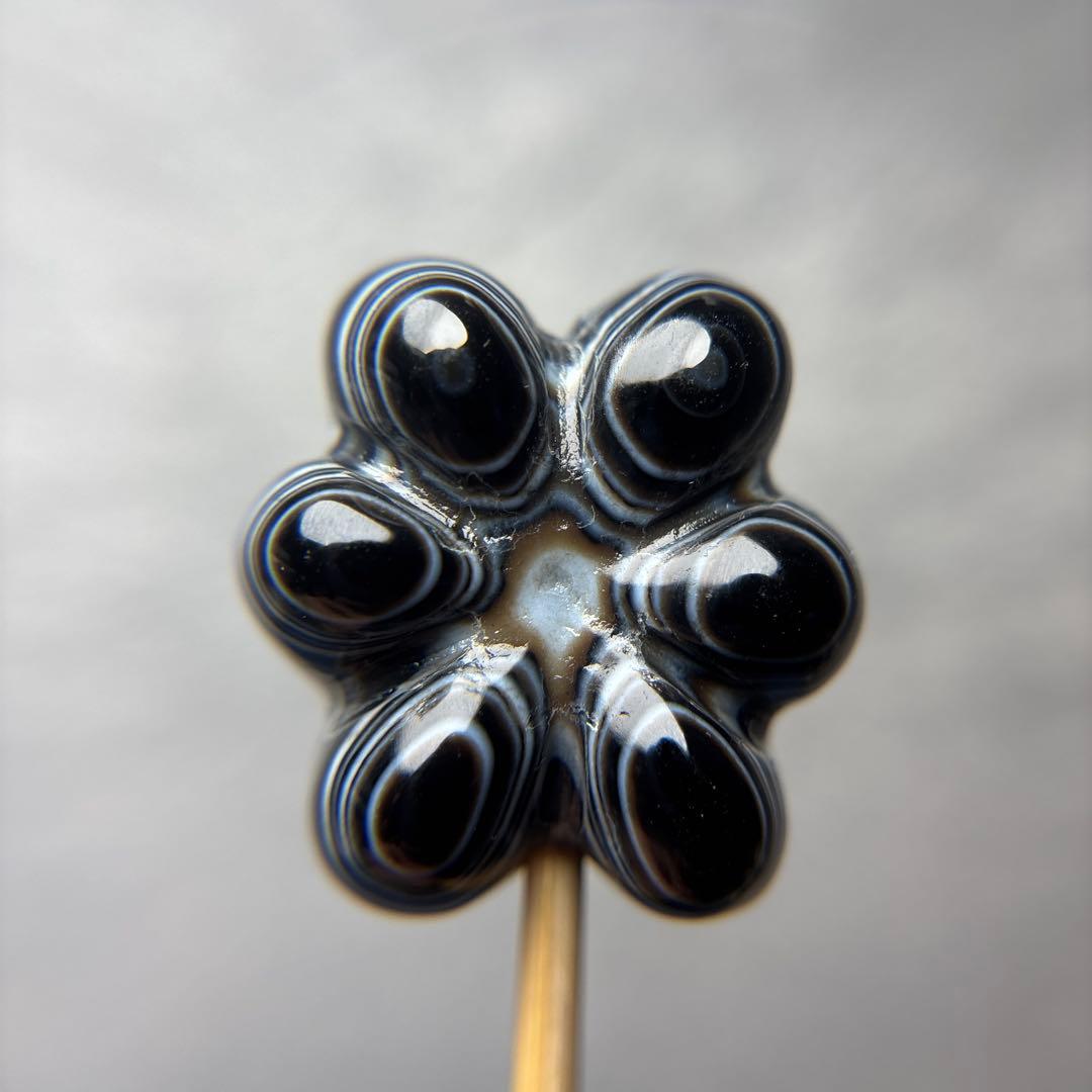 天眼瑪瑙　お花彫り　10-112