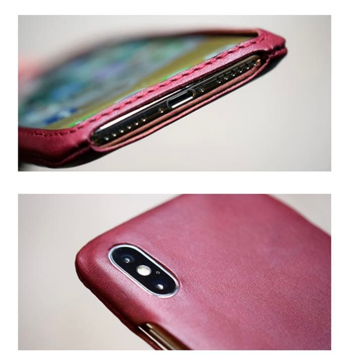 iPhone XS 用本革ケース　バイオレットピンク