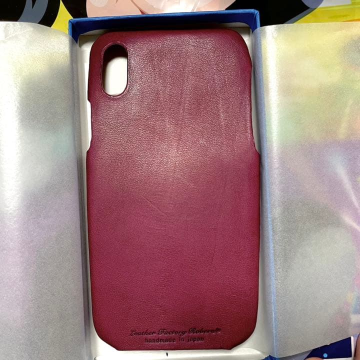 iPhone XS 用本革ケース　バイオレットピンク