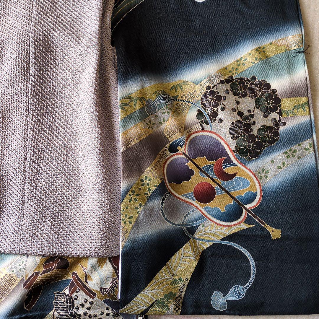 七五三３歳男の子お着物と正絹総絞り手縫いの被布（長襦袢付き）