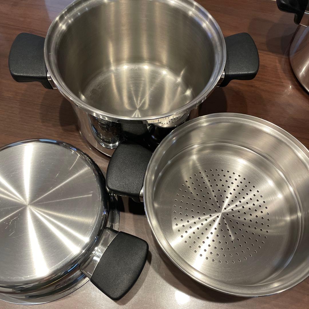 Amway ステンレス両手鍋 蒸し器付き
