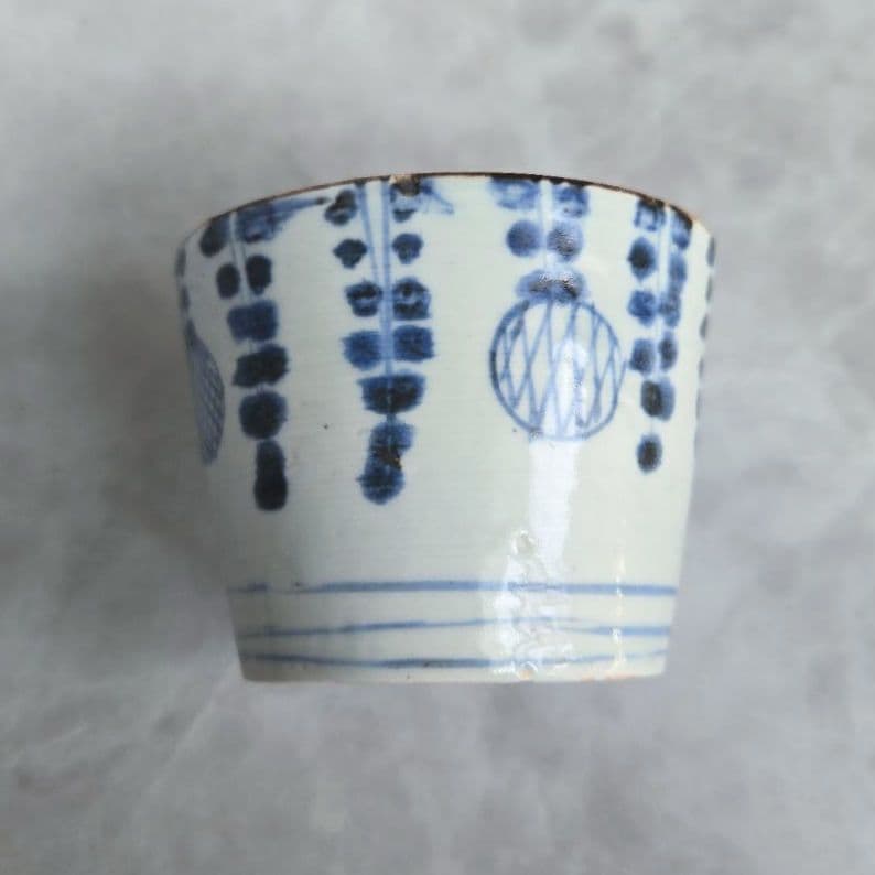 アンティーク　染付　蕎麦猪口　向付　江戸　骨董　金直し　金継ぎ　古伊万里