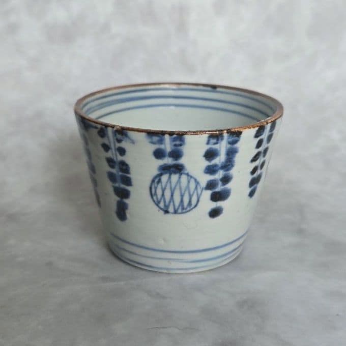アンティーク　染付　蕎麦猪口　向付　江戸　骨董　金直し　金継ぎ　古伊万里