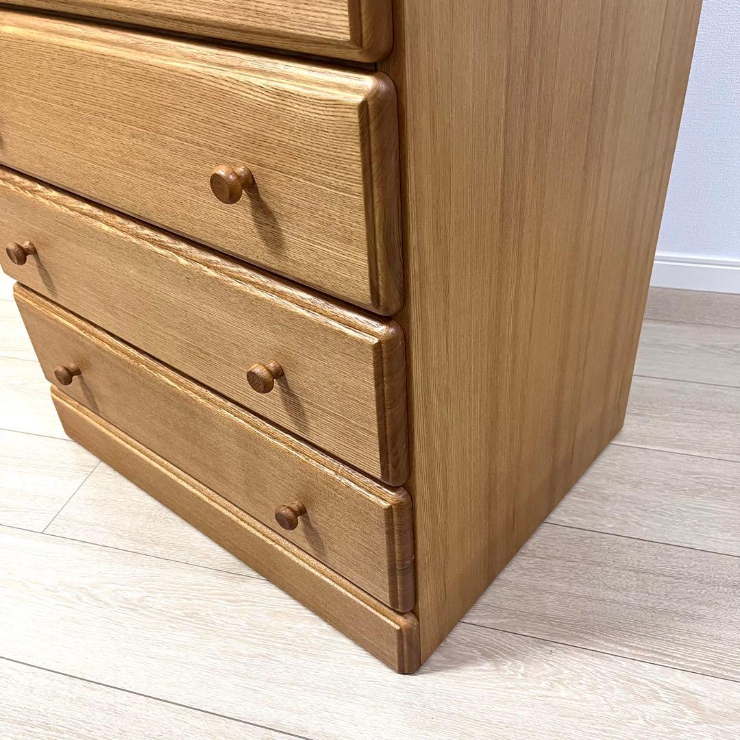 ち06【美品】起立木工 天然木タモ材 チェスト 5段 国産家具 収納タンス