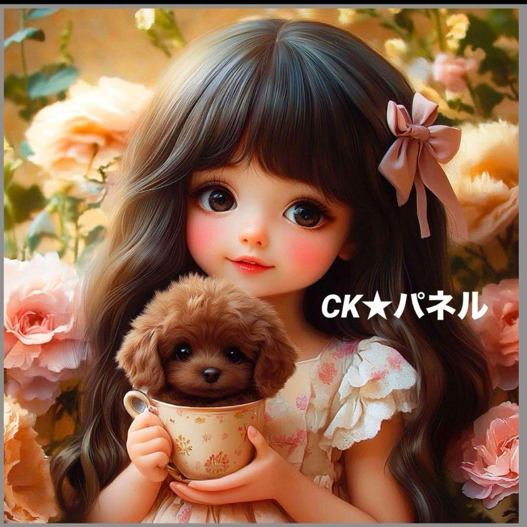 激レア女の子とトイプードル、柴犬パネル生地　ハンドメイド