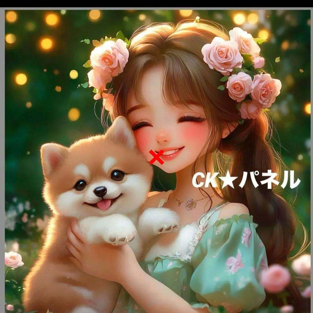 激レア女の子とトイプードル、柴犬パネル生地　ハンドメイド