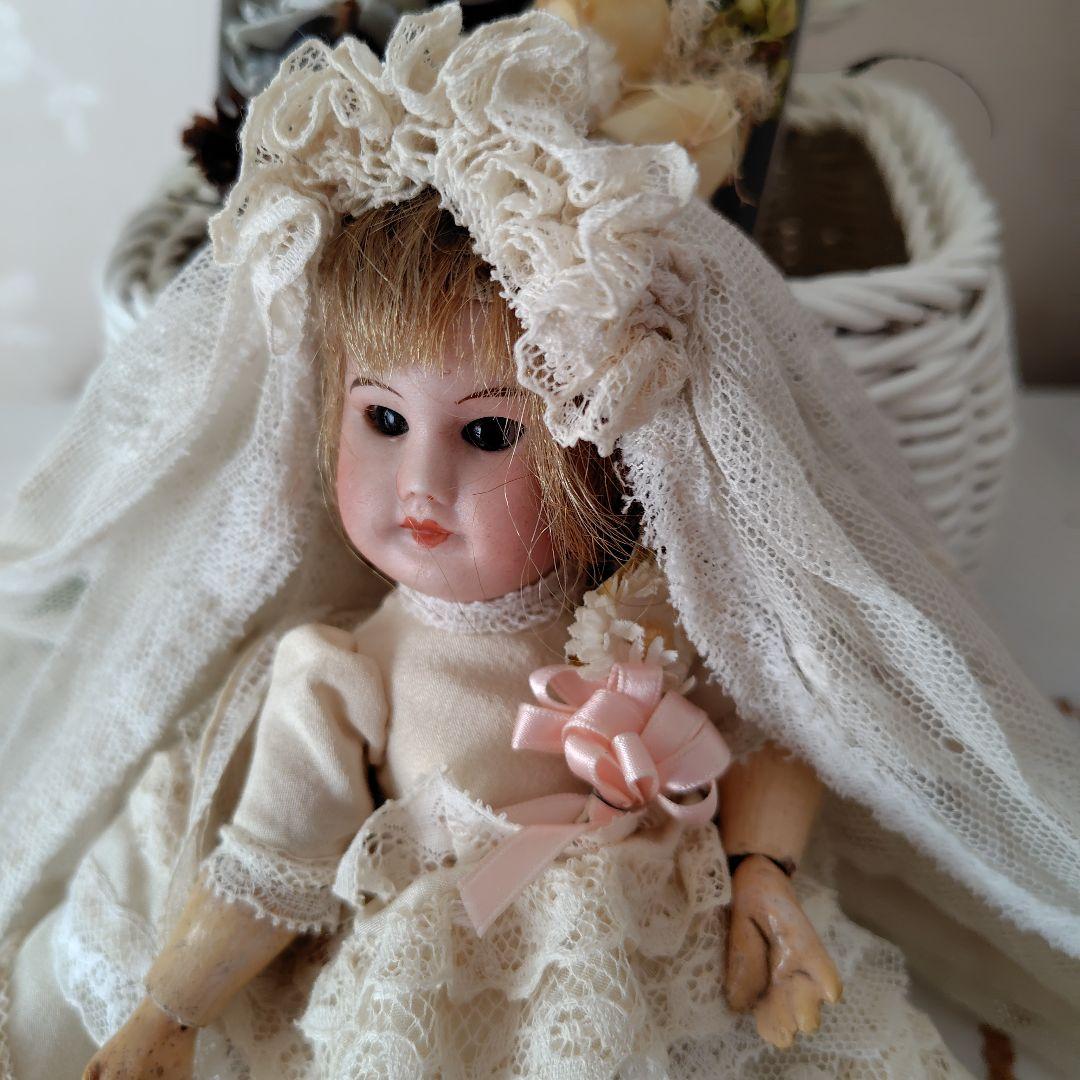 希少フランスアンティーク　ウェディングドール 可愛いお花