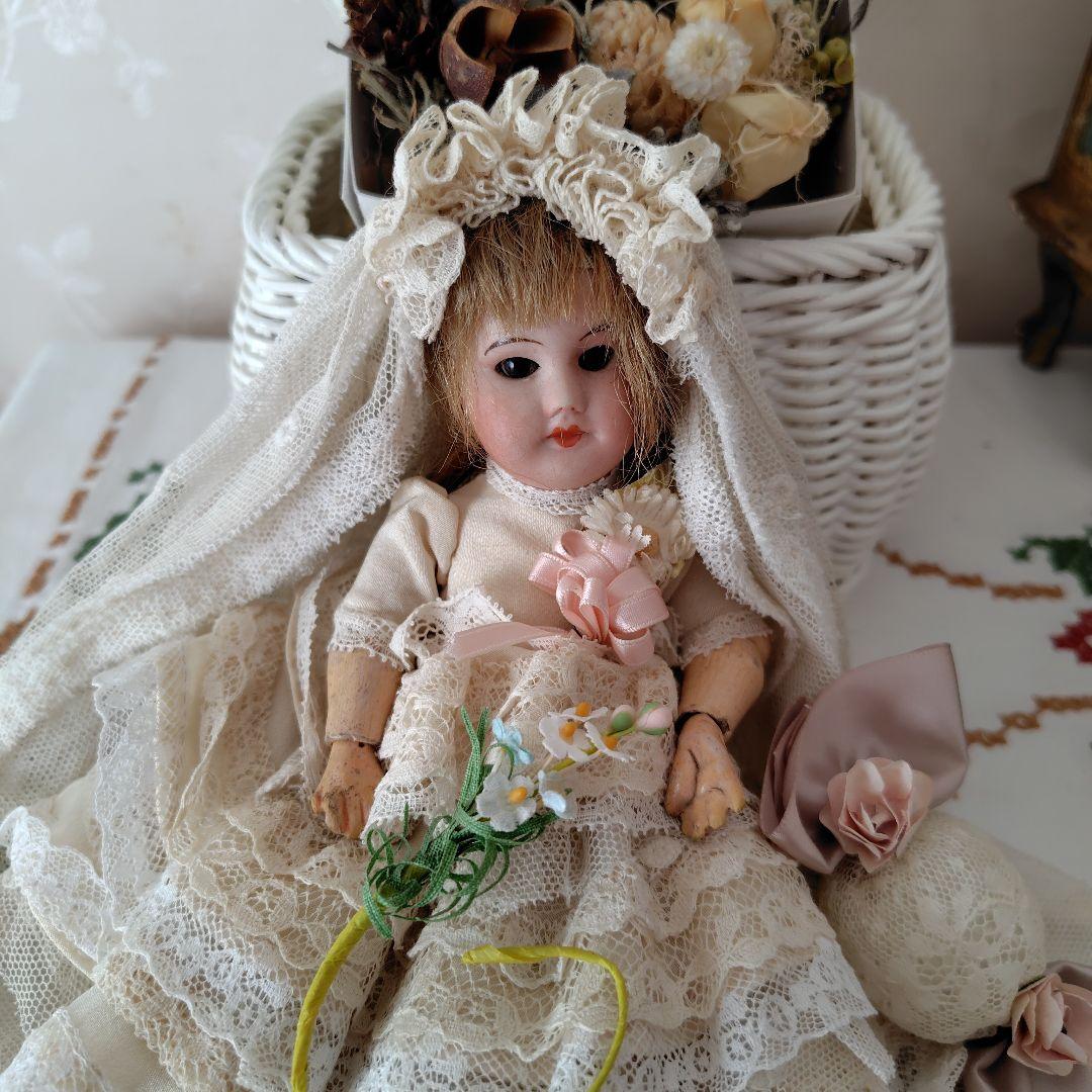 希少フランスアンティーク　ウェディングドール 可愛いお花