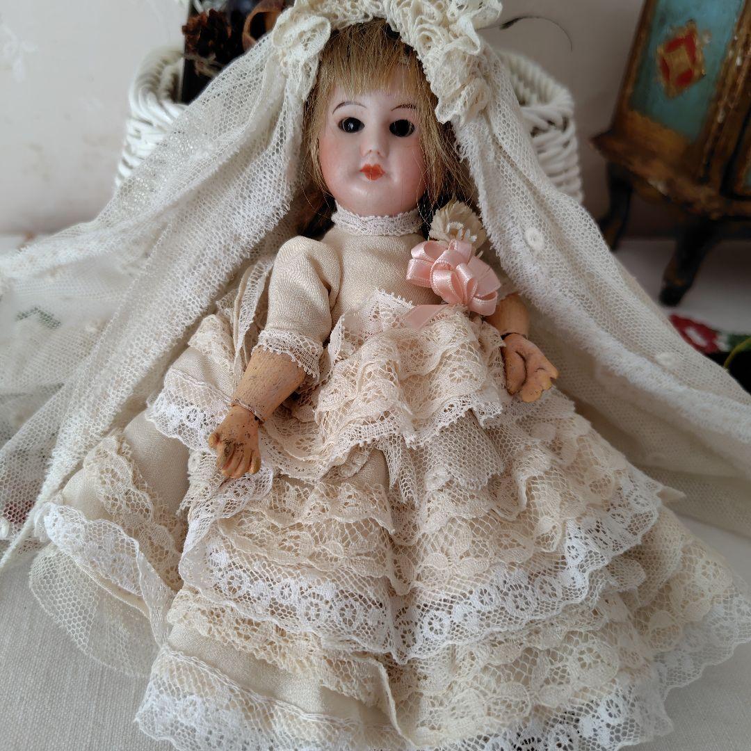 希少フランスアンティーク　ウェディングドール 可愛いお花