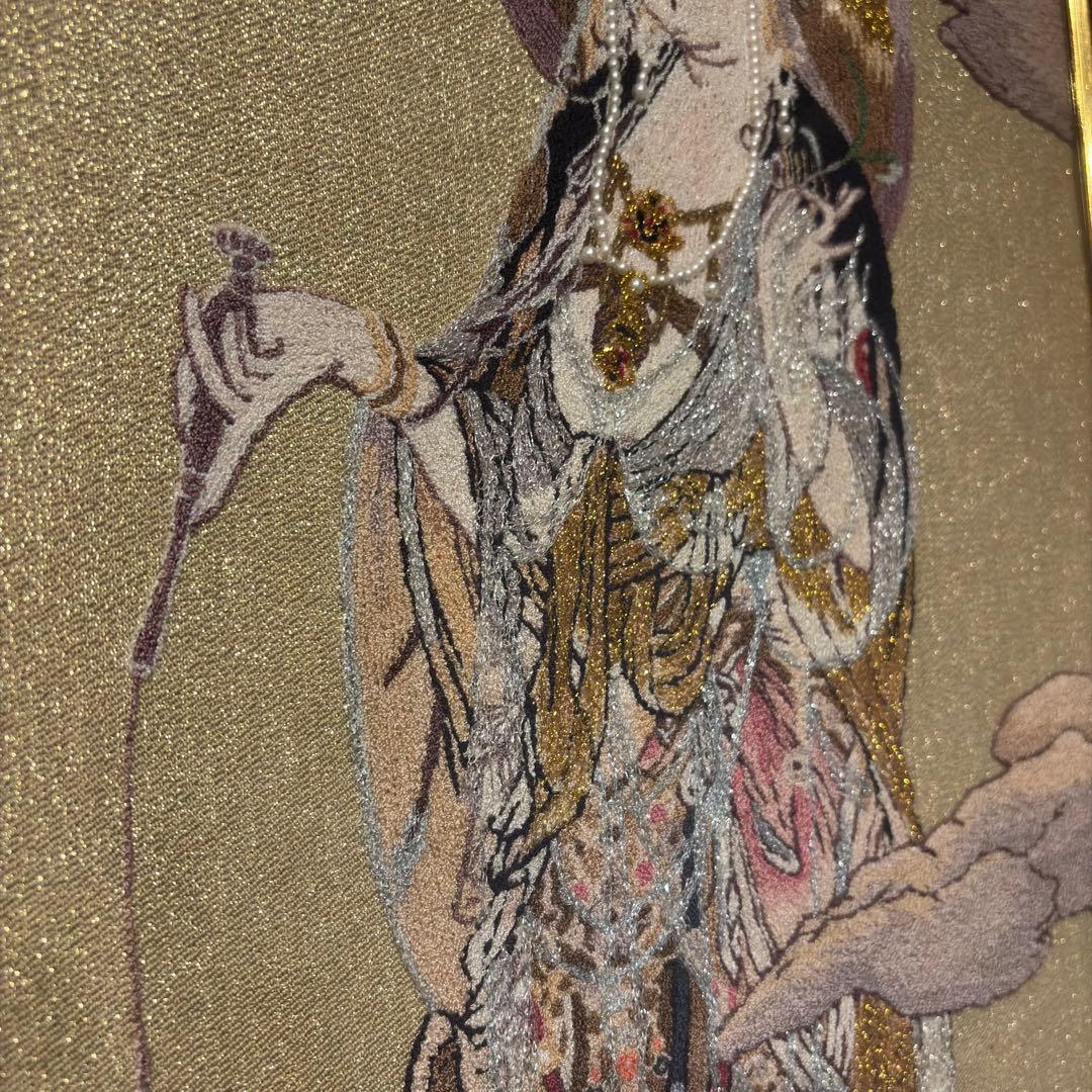 文化刺繍 慈母観音図 着色絹本 仏画 仏教美術 悲母観音 刺繍画 刺繍アート