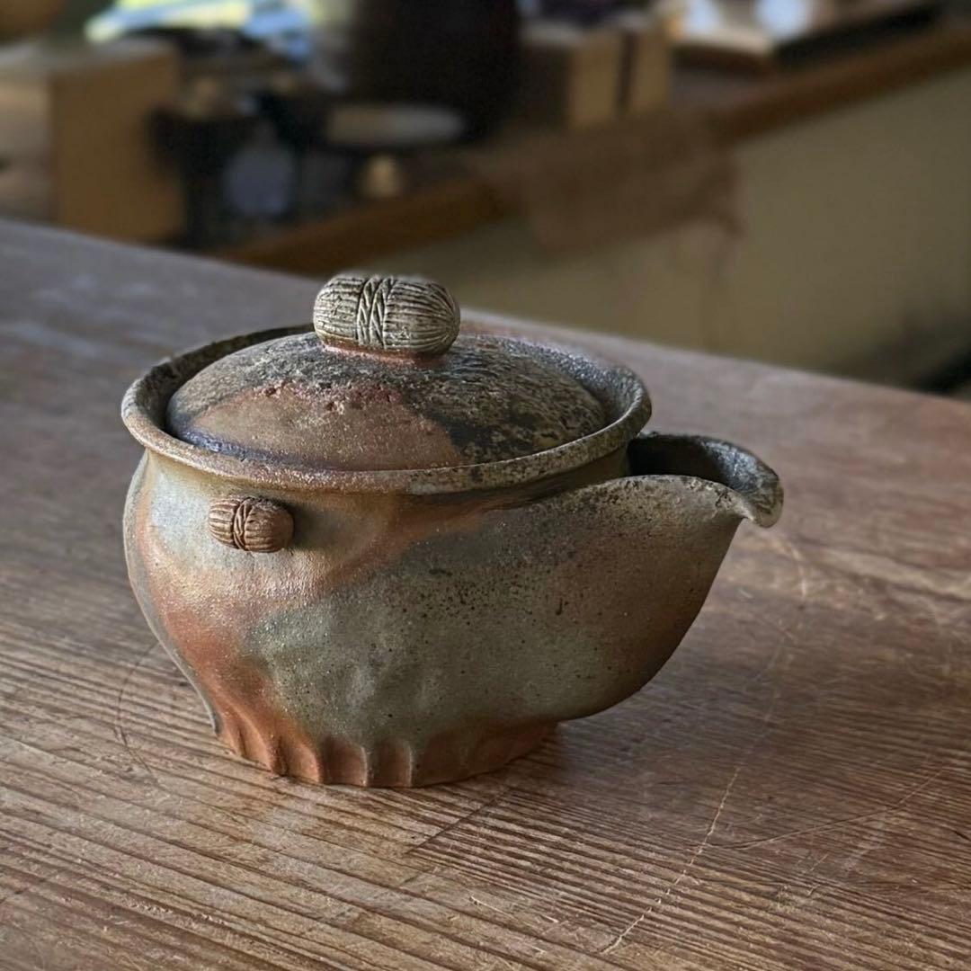 SNT422 作家物 備前焼 宝瓶 急須 煎茶道具 俵摘み 茶器 伝統工芸品
