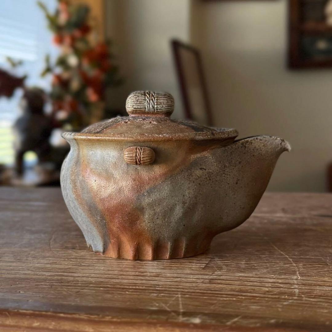 SNT422 作家物 備前焼 宝瓶 急須 煎茶道具 俵摘み 茶器 伝統工芸品