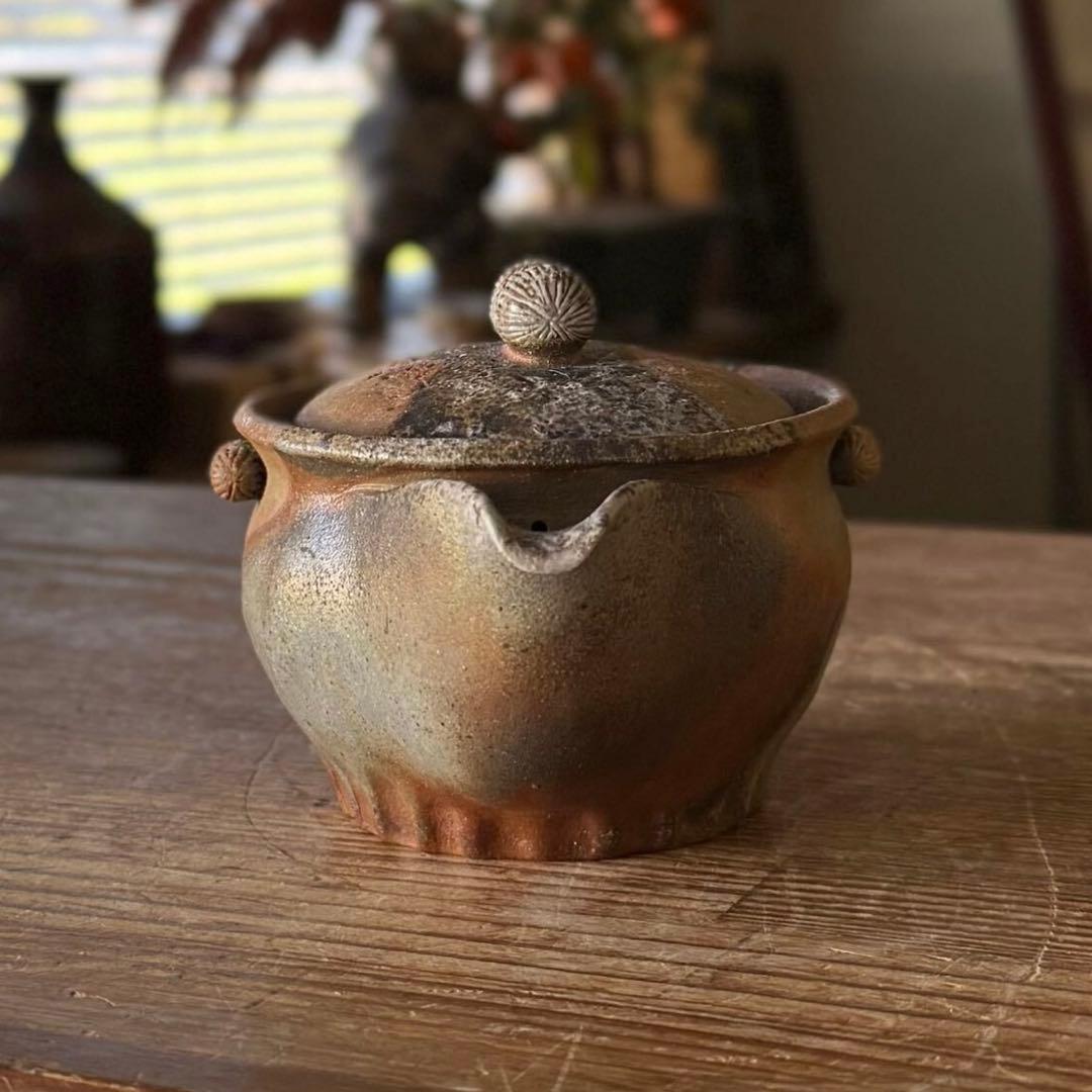 SNT422 作家物 備前焼 宝瓶 急須 煎茶道具 俵摘み 茶器 伝統工芸品