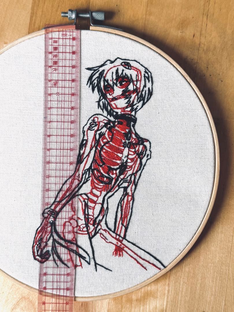 手刺繍でエヴァンゲリオンの綾波レイ❤️