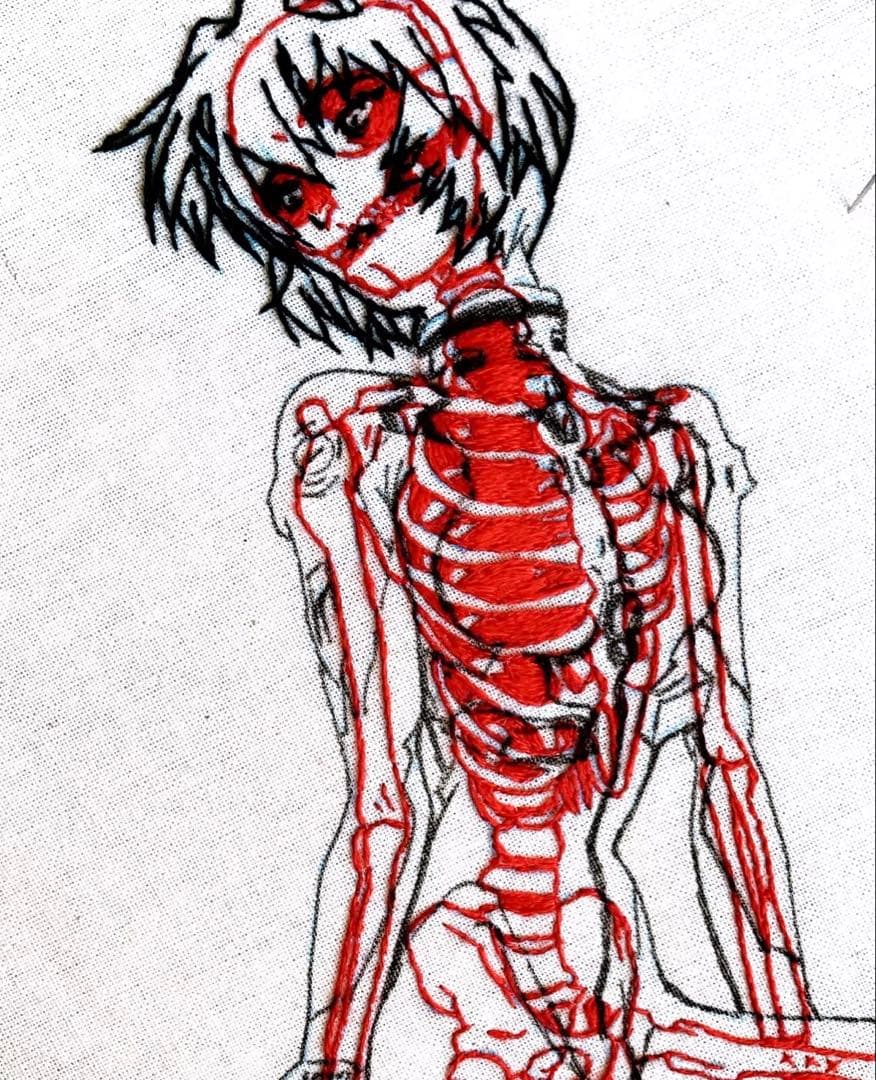 手刺繍でエヴァンゲリオンの綾波レイ❤️