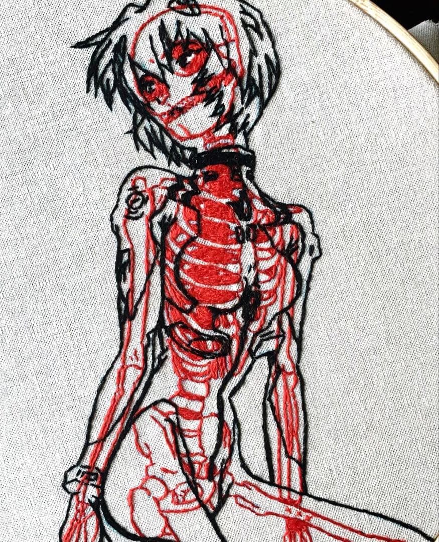 手刺繍でエヴァンゲリオンの綾波レイ❤️