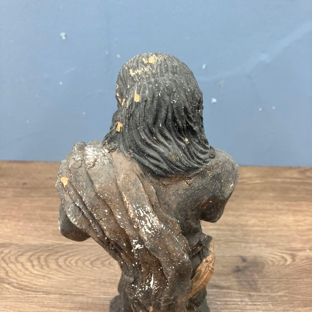 E-4 希少 木彫り風 置物 仙人 老人 彫像 メキシコ 民芸品 フォークアート