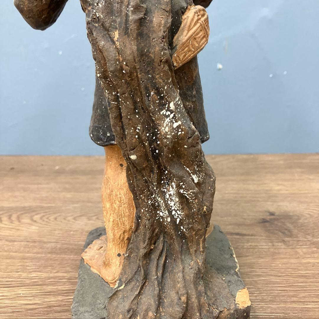 E-4 希少 木彫り風 置物 仙人 老人 彫像 メキシコ 民芸品 フォークアート