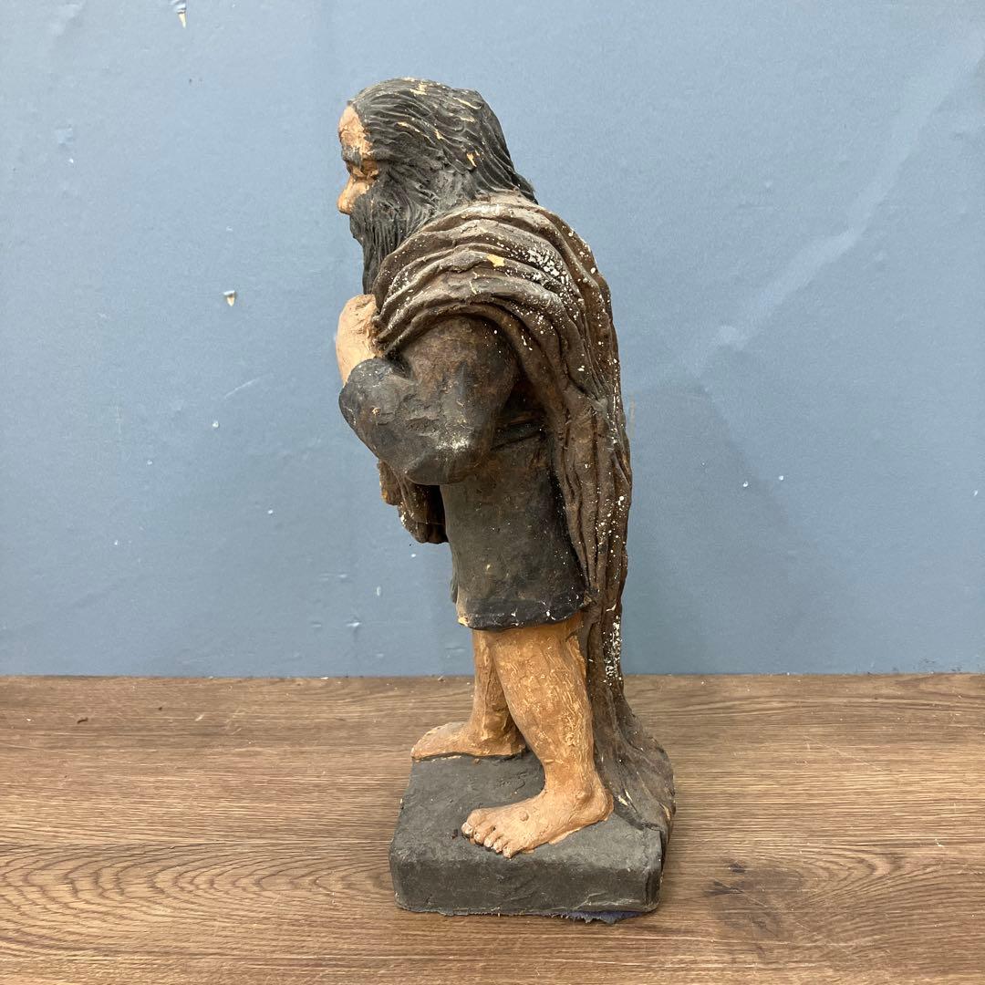 E-4 希少 木彫り風 置物 仙人 老人 彫像 メキシコ 民芸品 フォークアート