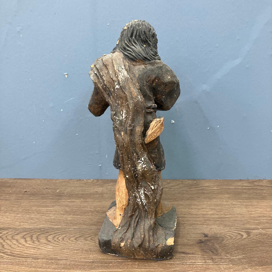 E-4 希少 木彫り風 置物 仙人 老人 彫像 メキシコ 民芸品 フォークアート