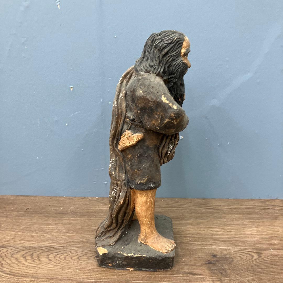 E-4 希少 木彫り風 置物 仙人 老人 彫像 メキシコ 民芸品 フォークアート