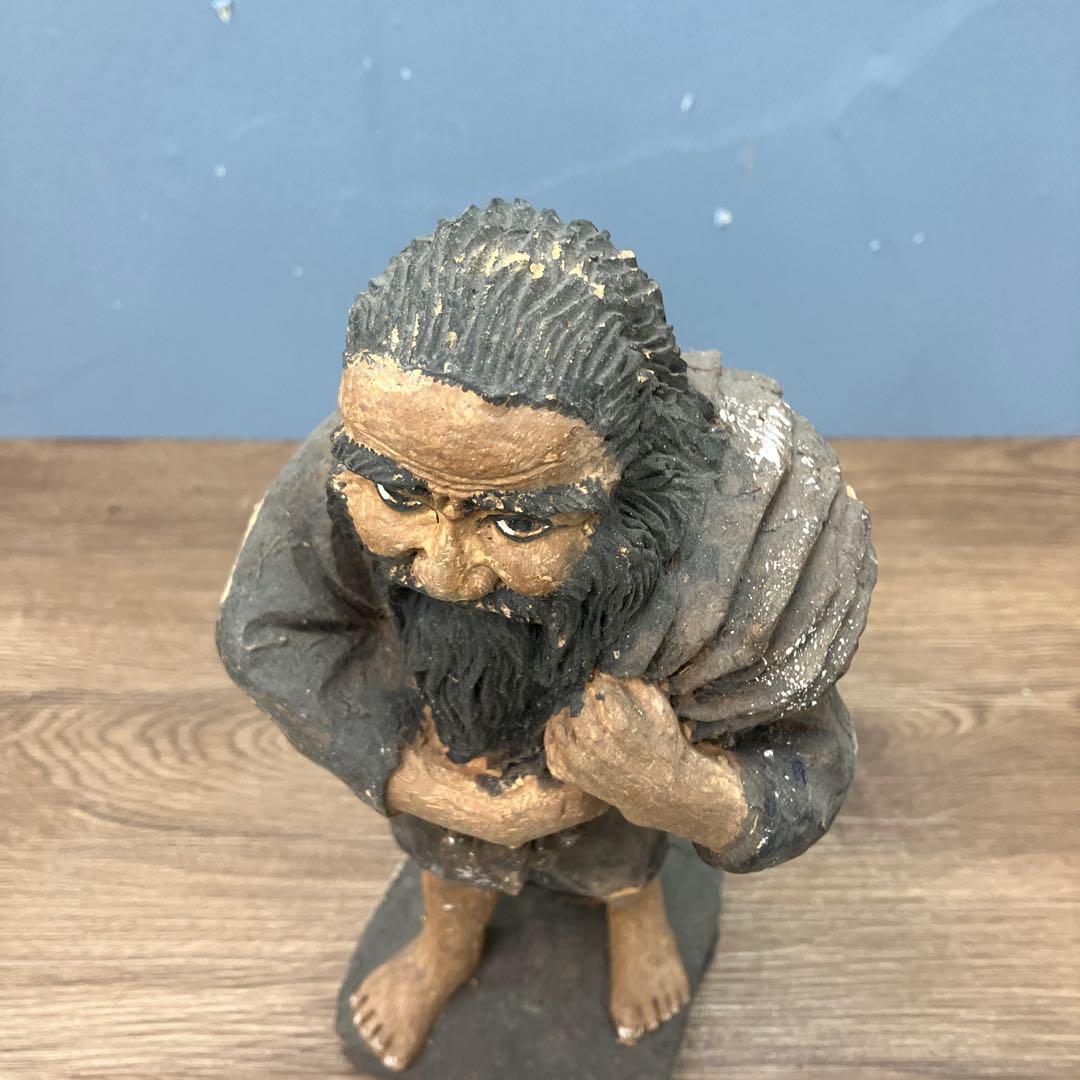 E-4 希少 木彫り風 置物 仙人 老人 彫像 メキシコ 民芸品 フォークアート