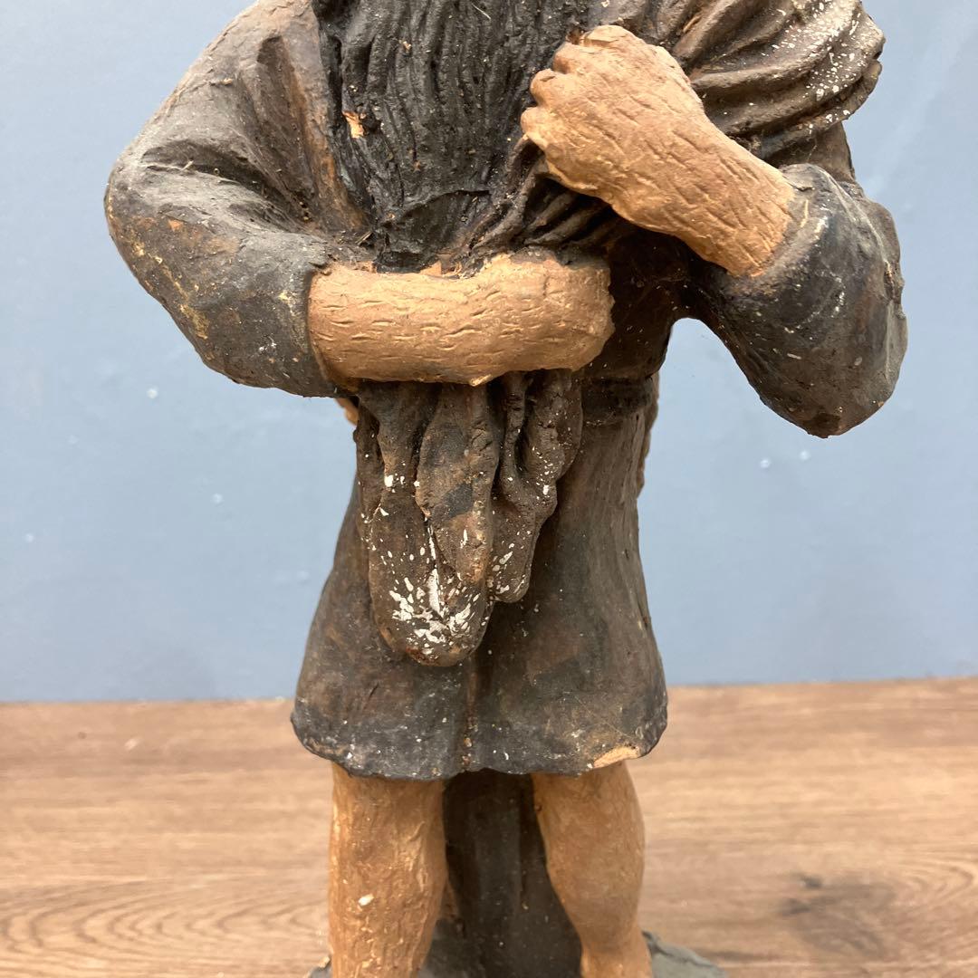 E-4 希少 木彫り風 置物 仙人 老人 彫像 メキシコ 民芸品 フォークアート