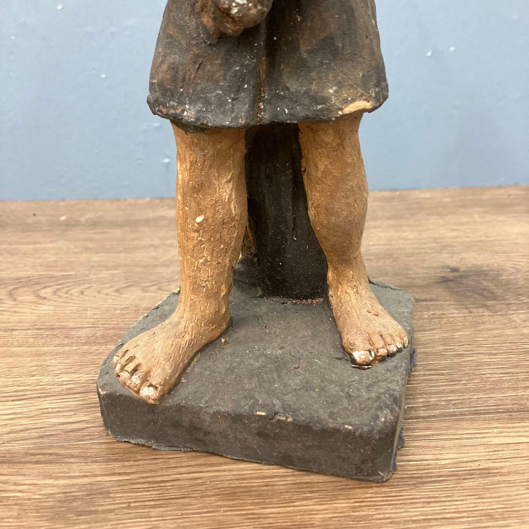 E-4 希少 木彫り風 置物 仙人 老人 彫像 メキシコ 民芸品 フォークアート