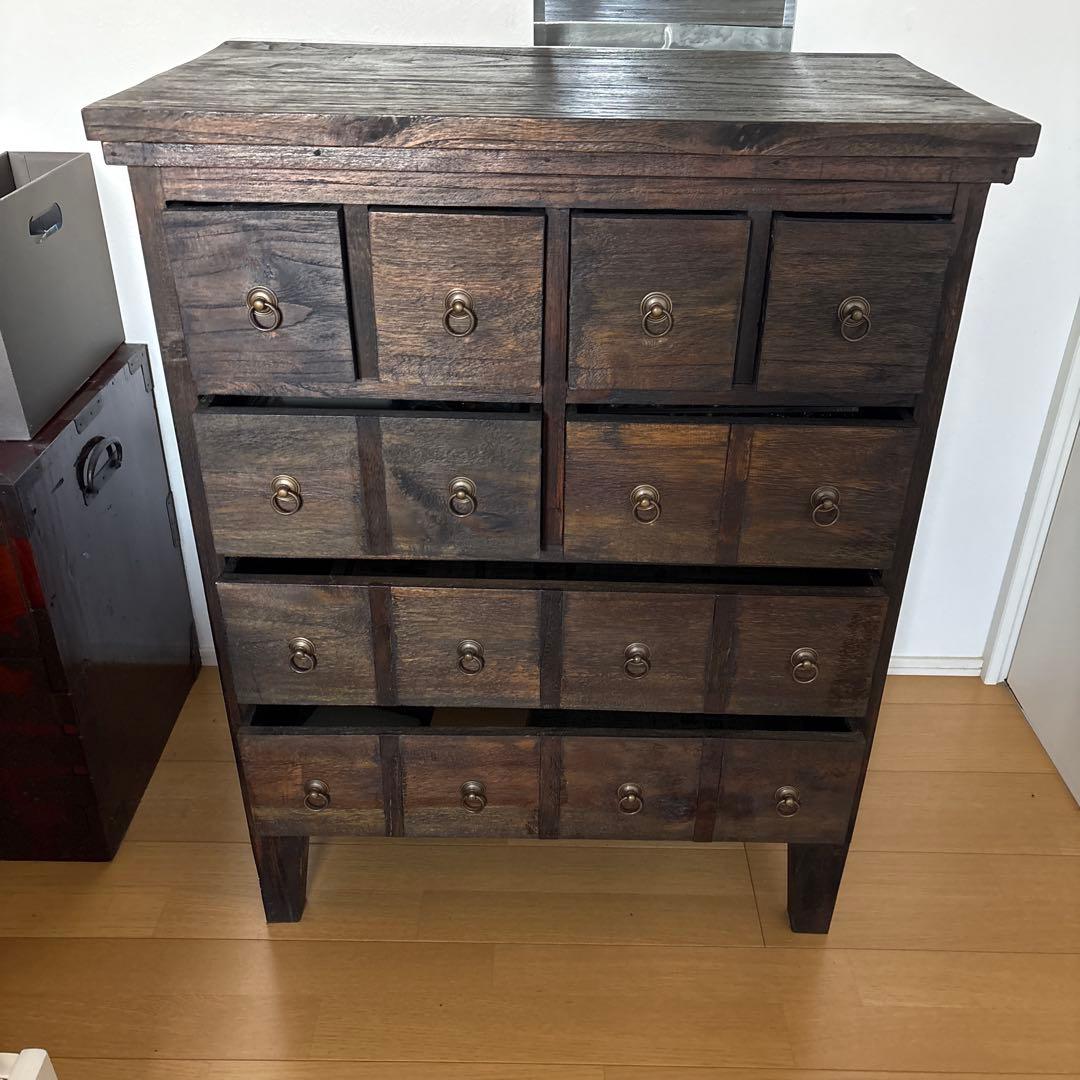 木製チェスト オールドチーク　ダークブラウン