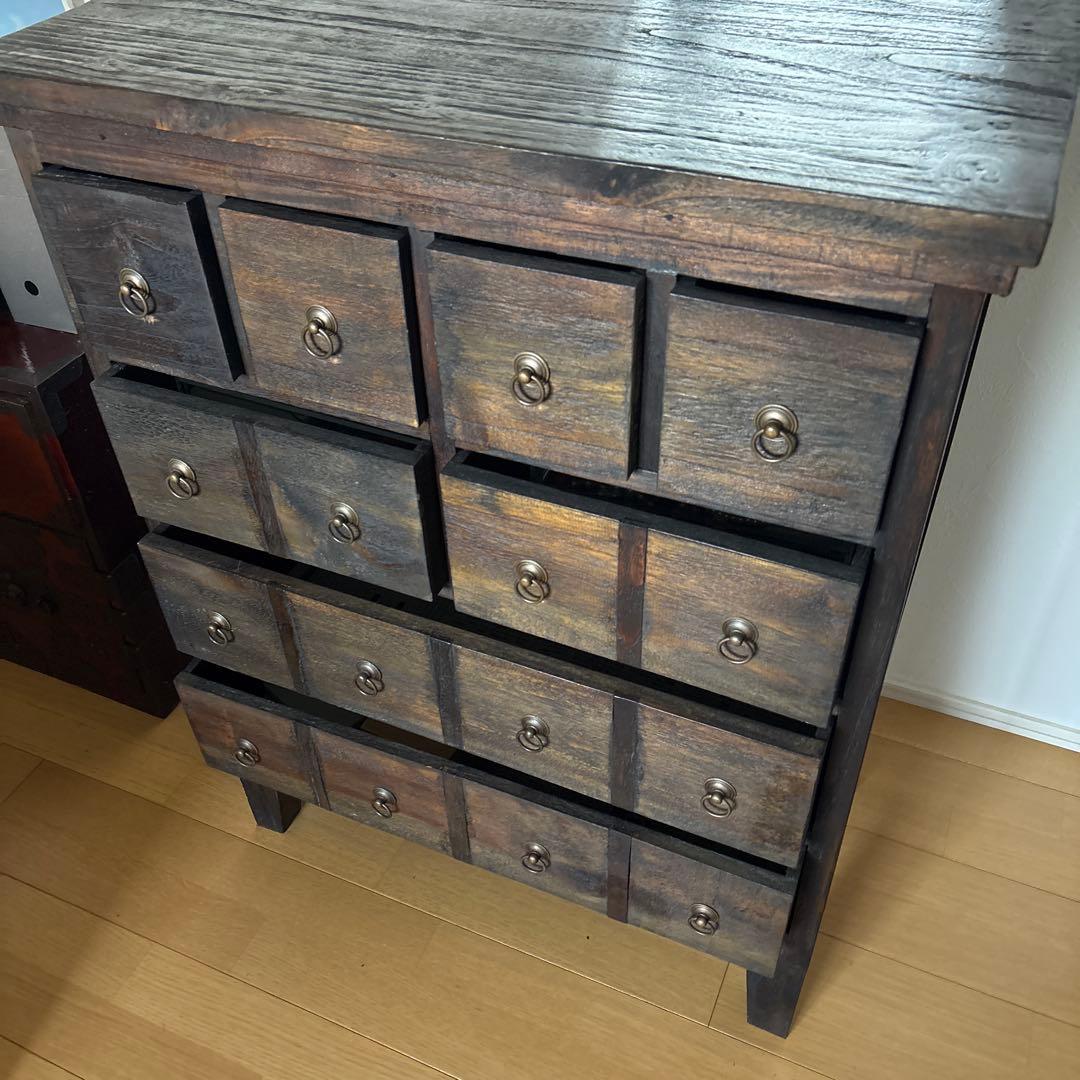 木製チェスト オールドチーク　ダークブラウン