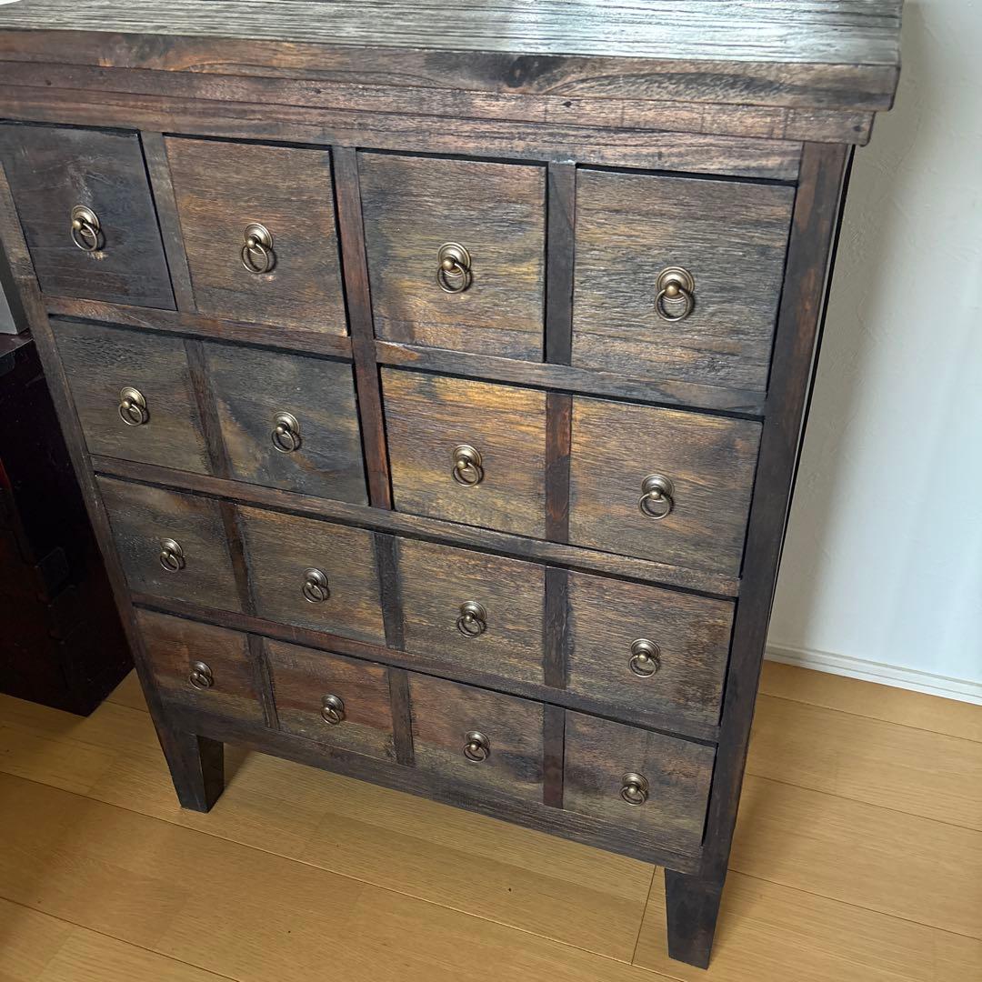 木製チェスト オールドチーク　ダークブラウン